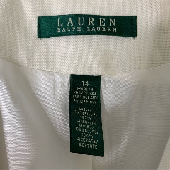 Lauren Ralph Lauren 100% Linen White Blazer New With Tags Size 14 - Picture 10 of 14